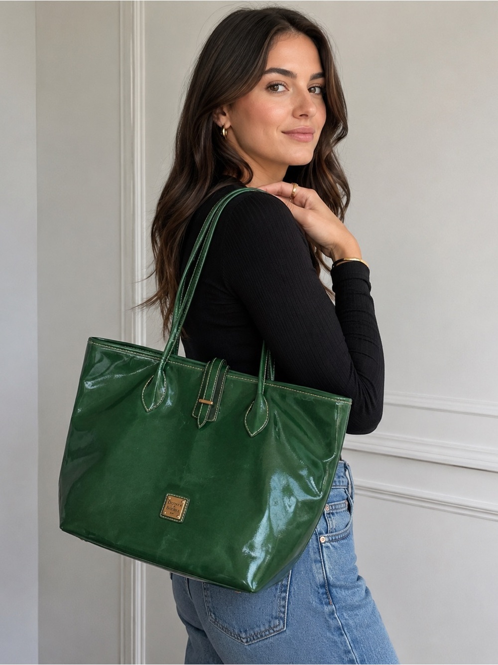 Dooney & Bourke Patent Leather Green Tote